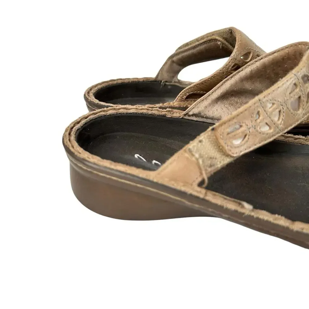 Naot Cornet Khaki Beige Leather Slide Sandals Comfort Walking Shoes Size 6